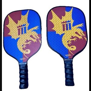2 Monarch Dragon Pickleball Paddles VGUC w/5 Balls/ FIRM!